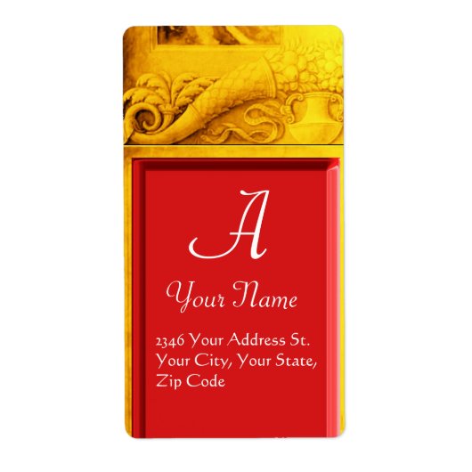 CORNUCOPIAモノグラム、明るい金ゴールド黄色の赤 ラベル (正面)