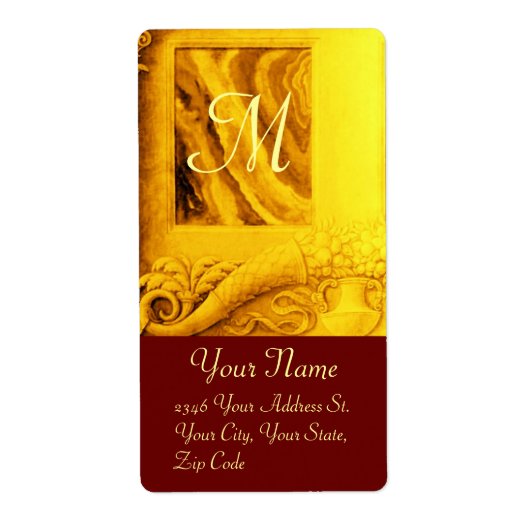 CORNUCOPIAモノグラム、明るい金ゴールド黄色の赤 ラベル (正面)