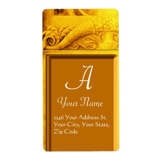 CORNUCOPIAモノグラム、明るい金ゴールド黄色 ラベル (正面)