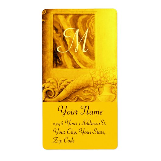 CORNUCOPIAモノグラム、明るい金ゴールド黄褐色 ラベル (正面)