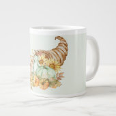 Cornucopia、カボチャ、ひまわり ジャンボコーヒーマグカップ (正面右)