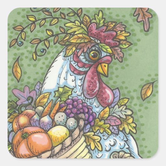CORNUCOPIA HEN、感謝祭チキンスティッカーSqu スクエアシール (正面)