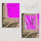 CORNUCOPIA MONOGRAM，明るい灰色，黒，ピンク，明るい赤紫色 名刺 (正面/裏面)