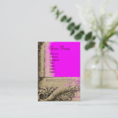 CORNUCOPIA MONOGRAM，明るい灰色，黒，ピンク，明るい赤紫色 名刺 (スタンド正面)