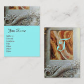 CORNUCOPIA MONOGRAM、明るい黒、灰色、空の青 名刺 (正面/裏面)