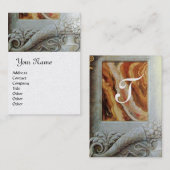 CORNUCOPIA MONOGRAM，灰色の黄色のプラチナ金属 名刺 (正面/裏面)