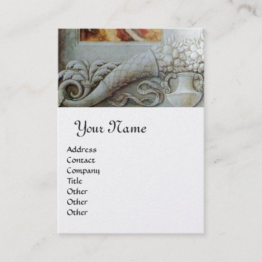 CORNUCOPIA MONOGRAM，灰色の黄色のプラチナ金属 名刺 (正面)