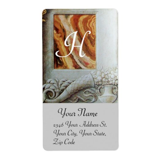 CORNUCOPIA MONOGRAM、白黒の灰色の茶色 ラベル (正面)