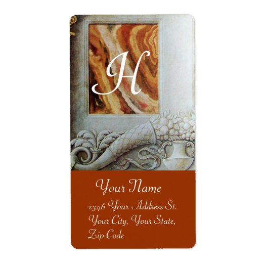 CORNUCOPIA MONOGRAM、白黒の灰色の茶色 ラベル (正面)