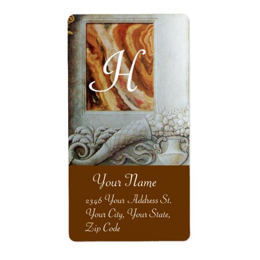 CORNUCOPIA MONOGRAM、白黒の灰色の茶色 ラベル (正面)