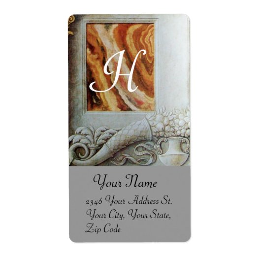 CORNUCOPIA MONOGRAM、白黒の灰色の茶色 ラベル (正面)