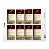 CORNUCOPIA MONOGRAM、白黒の灰色の茶色 ラベル (フルシート)