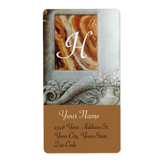 CORNUCOPIA MONOGRAM、白黒の灰色の茶色 ラベル (正面)