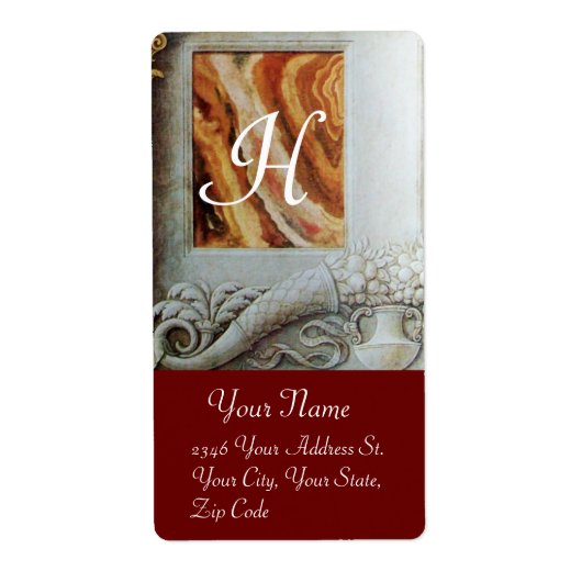 CORNUCOPIA MONOGRAM 、白黒灰色の茶色の赤 ラベル (正面)