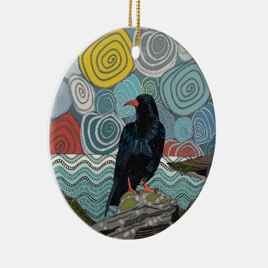 cornwall chough セラミックオーナメント (右)