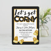 Corny面白いハロウィーンのコスチュームパーティーブラック 招待状 (スタンド正面)