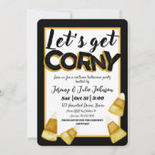 Corny面白いハロウィーンのコスチュームパーティーブラック 招待状 (正面)