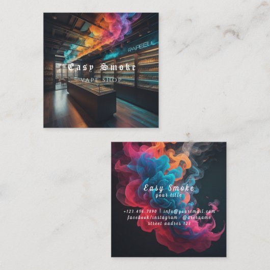 Corolful Smoke Vape Shop名刺 スクエア名刺 (正面/裏面)