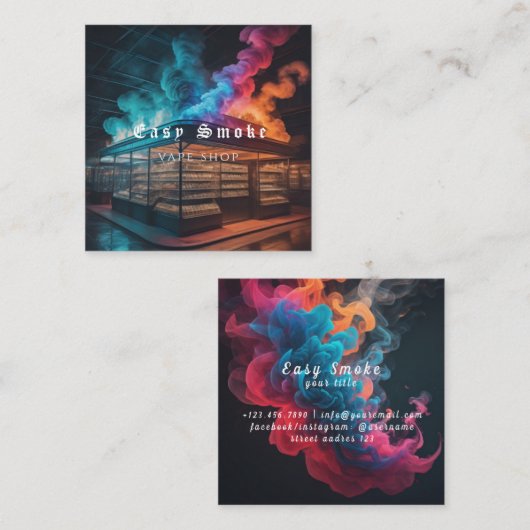 Corolful Smoke Vape Shop名刺 スクエア名刺 (正面/裏面)