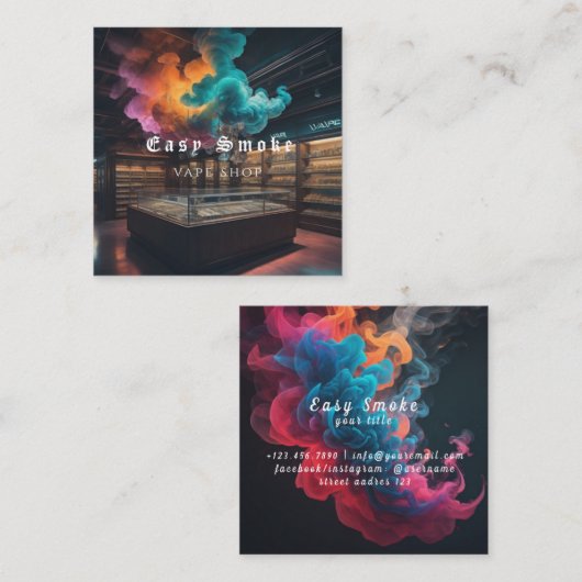 Corolful Smoke Vape Shop名刺 スクエア名刺 (正面/裏面)