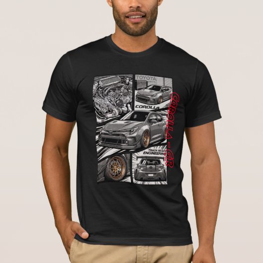 Corolla GR JDM マンガ コミックパネル Tシャツ (正面)