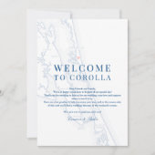 Corolla NC Map Wedding Welcome Itinerary Navy Blue サンキューカード (正面)