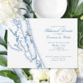 Corolla NC OBX Map Navy Blue Rehearsal Dinner 招待状