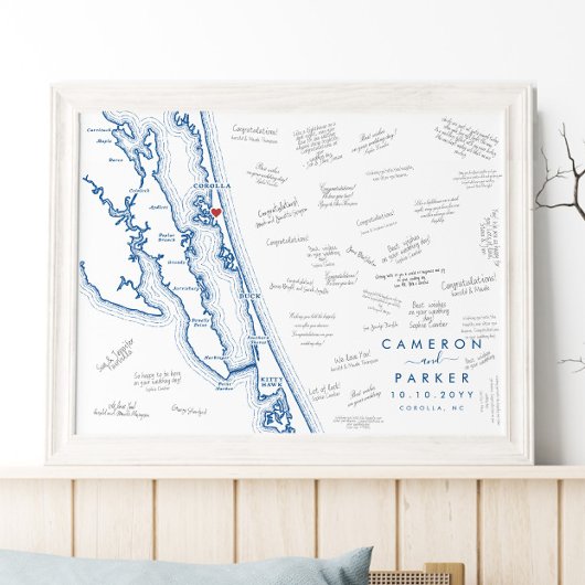 Corolla NC Wedding Modern Guest Book Poster ポスター