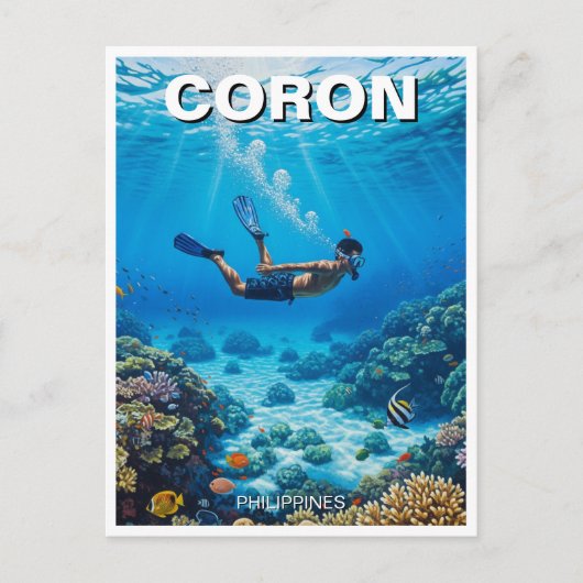Coron Philippines Diver ポストカード (正面)