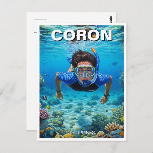 Coron Philippines Scuba Diver ポストカード (正面/裏面)