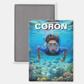 Coron Philippines Scuba Diver マグネット (正面/裏面)