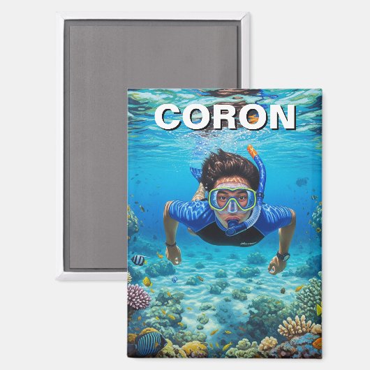 Coron Philippines Scuba Diver マグネット (正面/裏面)