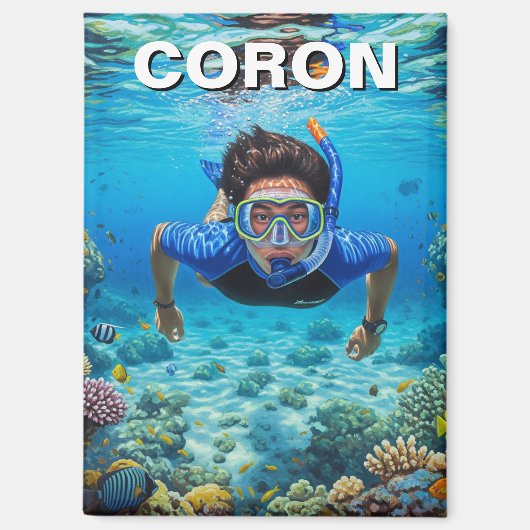 Coron Philippines Scuba Diver マグネット (正面)