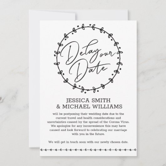 Coronaシンプル Virus Change Dateのカー結婚ド 招待状 (正面)