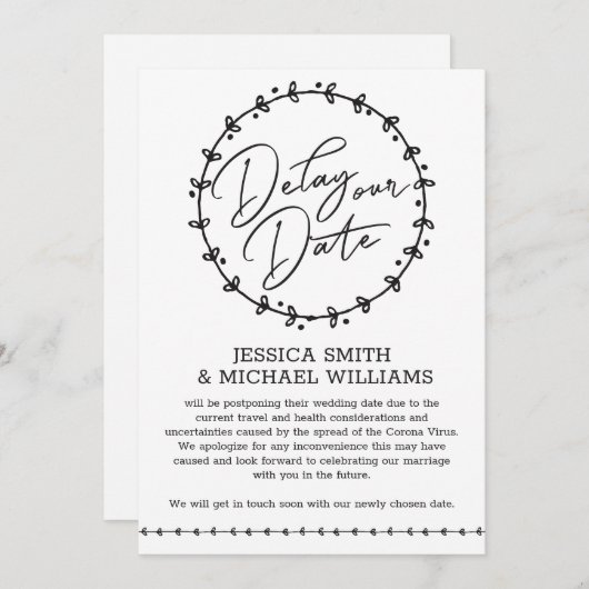 Coronaシンプル Virus Change Dateのカー結婚ド 招待状 (正面/裏面)