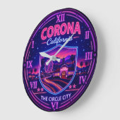 Corona California Circle City Neon ラージ壁時計 (傾斜)