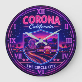 Corona California Circle City Neon ラージ壁時計