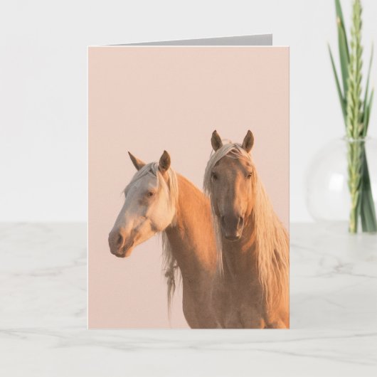 Corona & Cheyenne at Dawn Wild Horse Greeting Card カード (正面)