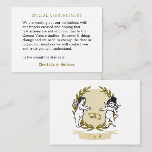 Corona Virusメッセージエンクロージャー(招待状付) ノートカード (正面/裏面)