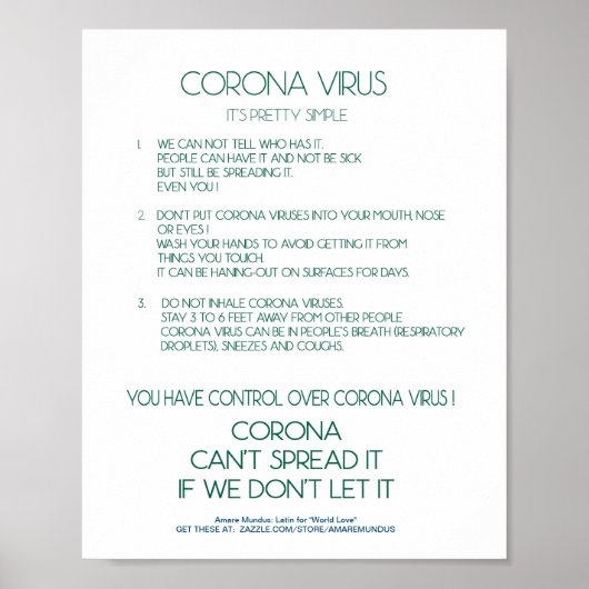 Corona Virus Fact sheet sign poster workplace ポスター (正面)