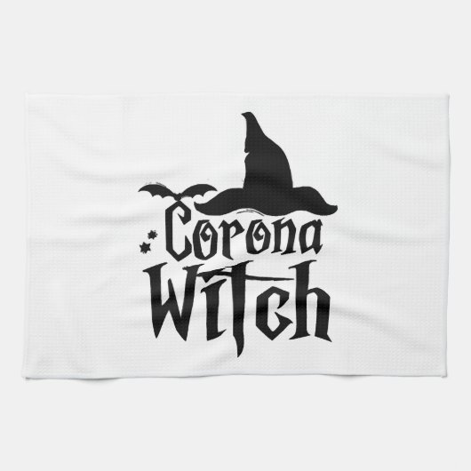 Corona Witch Halloween , Funny Halloween , キッチンタオル (横)