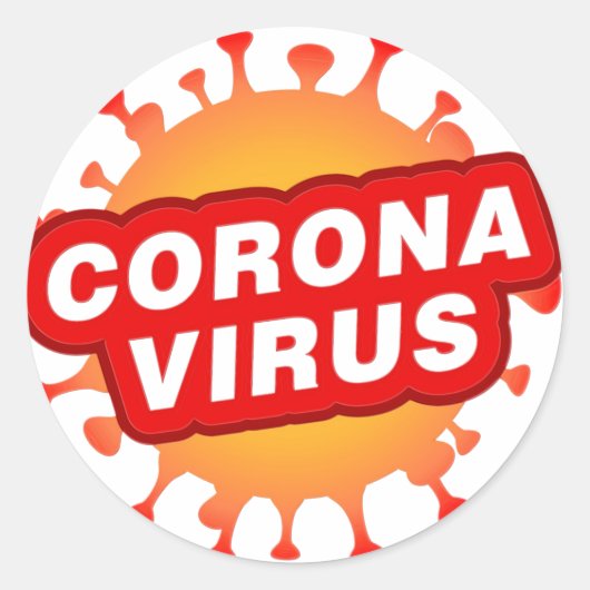 CoronaVirusステッカーCovid19 Corona Virus文字 ラウンドシール (正面)