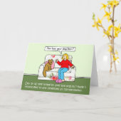 Coronavirusペット犬と話す自己隔離。 カード (黄色い花)