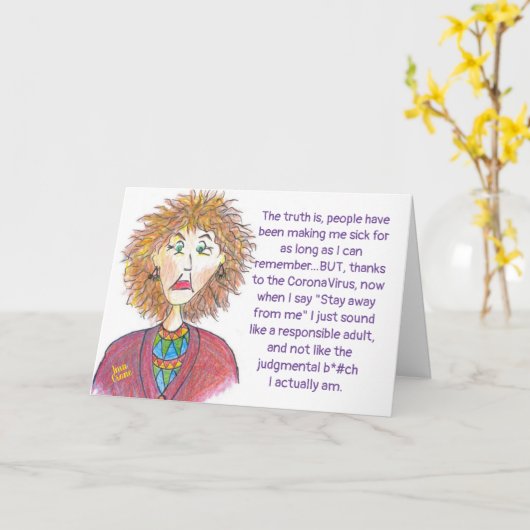 CoronaVirusユーモアカード カード (黄色い花)