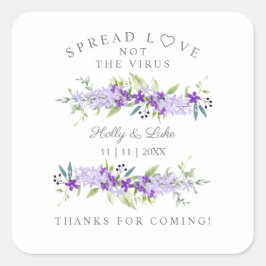 Coronavirus Gel Purple Flower Wedding Wreath スクエアシール