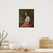 Corot – ピンクのスカートの若い女性1845 ポスター (キッチン)