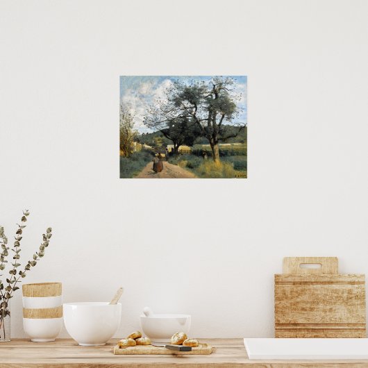 Corot – フィールドを通過するルート ポスター (キッチン)