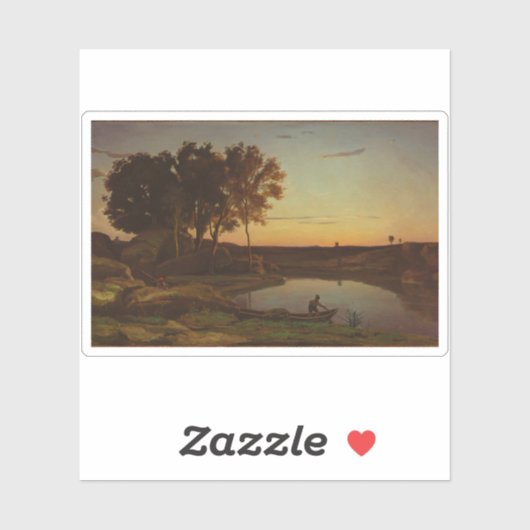 Corot – 湖と船頭の風景 シール (シート)