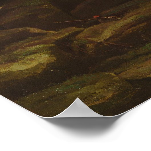 Corot – 湖と船頭の風景 ポスター (角)