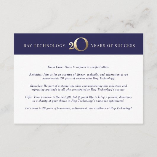 Corporate 20th Anniversary Details Insert Card エンクロージャーカード (正面)